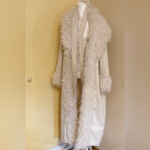 Fashion Nova Ivory Downtown Manhattan Fur Trim Coat  Sz S